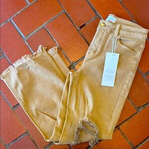 Risen Mocha Frayed Hem Women's Jeans, Size 7/28